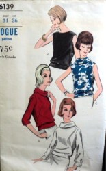 6139 1964 VOGUE BLOUSE BAND TOP SLVS OR NOT PATTERN 14, 16